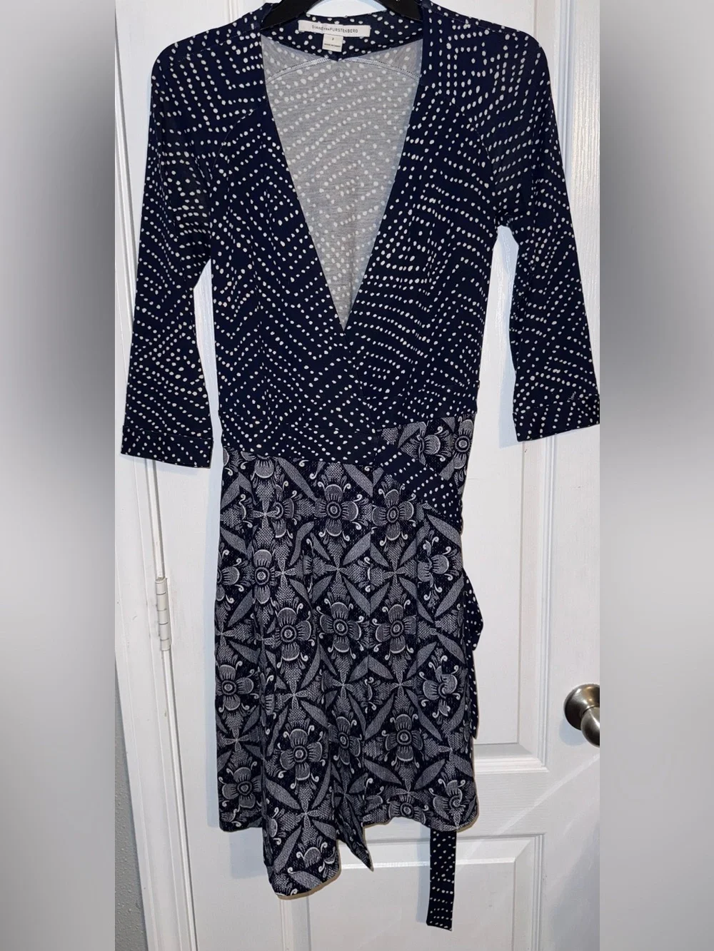 Diane Von Furstenberg Jewel Polka Dot Floral Wrap Dress Size 2